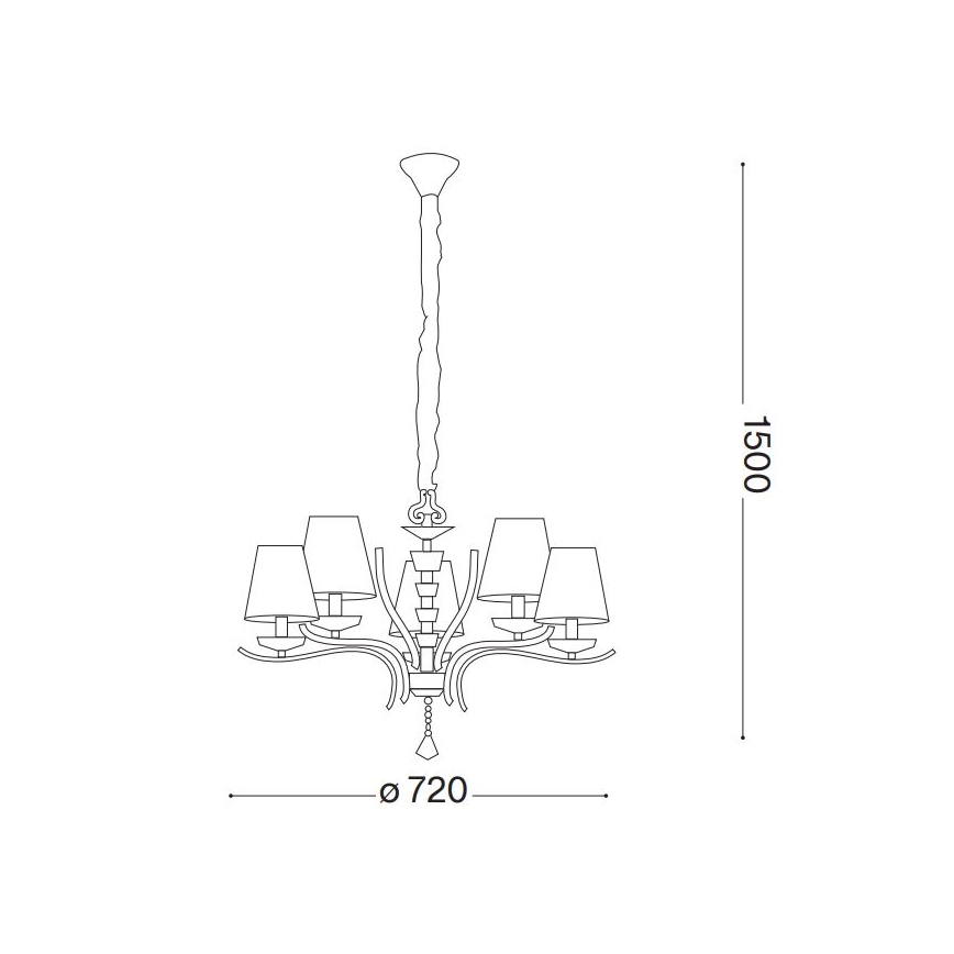 Ideal Lux - Kristall-lühter PEGASO 5xE14/28W/230V d. 72 cm kuldne