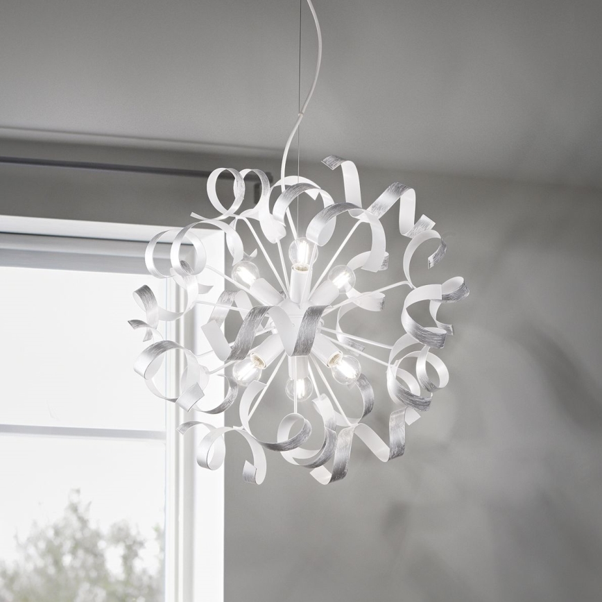 Ideal Lux - Lühter VORTEX 6xE14/40W/230V d. 53 cm hõbedane/paatina