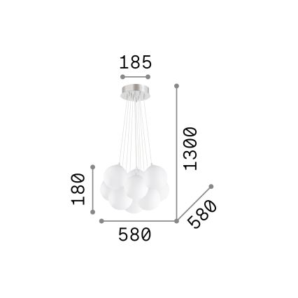 Ideal Lux - MAPA ripplühter kaabliga 11xE14/40W/230V, läbimõõt 58 cm, valge