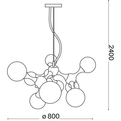 Ideal Lux - NODI kaabliga rippvalgusti 9xE14/28W/230V, läbimõõt 80 cm, messing/valge