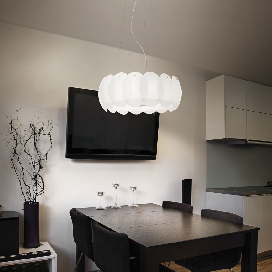 Ideal Lux - OVALINO ripplamp kaabliga 5xE27/60W/230V, läbimõõt 44 cm, valge