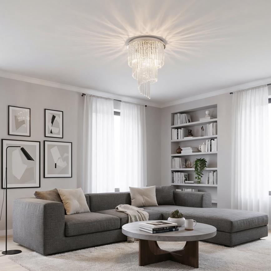 Ideal Lux - Pinnale kinnitatav kristall-lühter CARLTON 12xE14/40W/230V d. 50 cm läikiv kroom