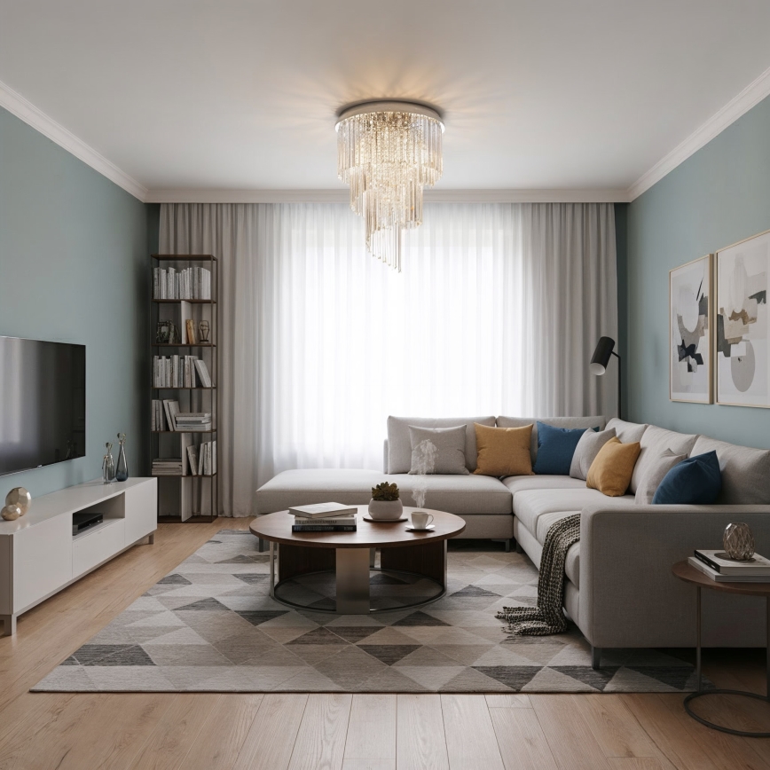 Ideal Lux - Pinnale kinnitatav kristall-lühter CARLTON 12xE14/40W/230V d. 50 cm läikiv kroom