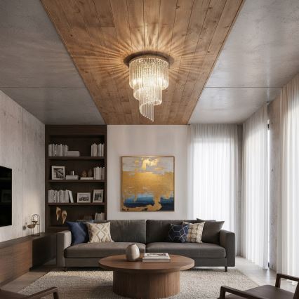 Ideal Lux - Pinnale kinnitatav kristall-lühter CARLTON 12xE14/40W/230V d. 50 cm läikiv kroom