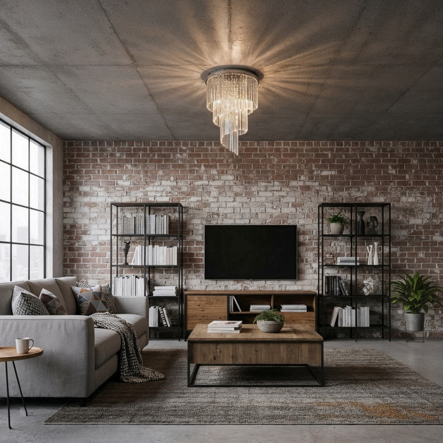 Ideal Lux - Pinnale kinnitatav kristall-lühter CARLTON 12xE14/40W/230V d. 50 cm läikiv kroom