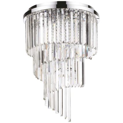 Ideal Lux - Pinnale kinnitatav kristall-lühter CARLTON 12xE14/40W/230V d. 50 cm läikiv kroom