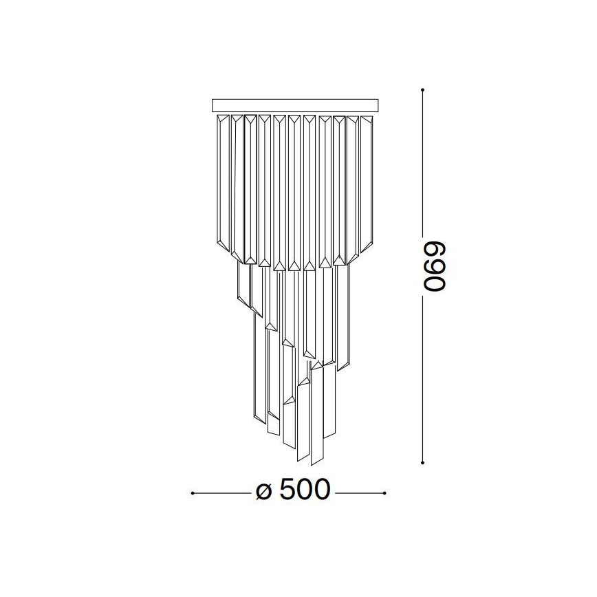 Ideal Lux - Pinnale kinnitatav kristall-lühter CARLTON 12xE14/40W/230V d. 50 cm läikiv kroom