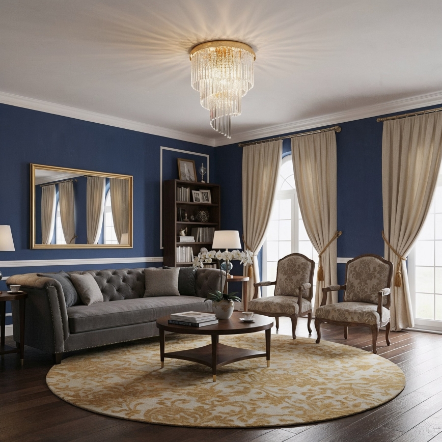 Ideal Lux - Pinnale kinnitatav kristall-lühter CARLTON 12xE14/40W/230V d. 50 cm kuldne