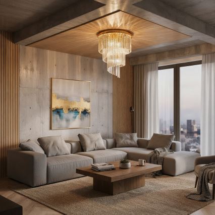 Ideal Lux - Pinnale kinnitatav kristall-lühter CARLTON 12xE14/40W/230V d. 50 cm kuldne