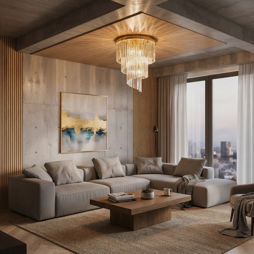 Ideal Lux - Pinnale kinnitatav kristall-lühter CARLTON 12xE14/40W/230V d. 50 cm kuldne