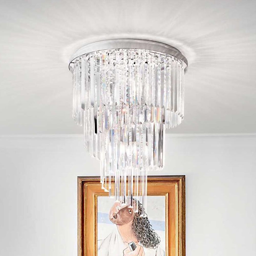 Ideal Lux - Pinnale kinnitatav kristall-lühter CARLTON 12xE14/40W/230V d. 50 cm läikiv kroom