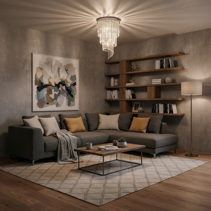 Ideal Lux - Pinnale kinnitatav kristall-lühter CARLTON 8xE14/40W/230V d. 40 cm läikiv kroom