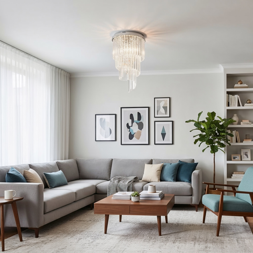 Ideal Lux - Pinnale kinnitatav kristall-lühter CARLTON 8xE14/40W/230V d. 40 cm läikiv kroom