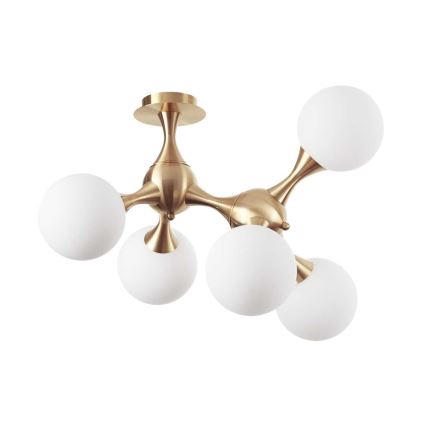 Ideal Lux - pinnale kinnitatav laelühter NODI 5xE14/28W/230V 50x55 cm messing/valge
