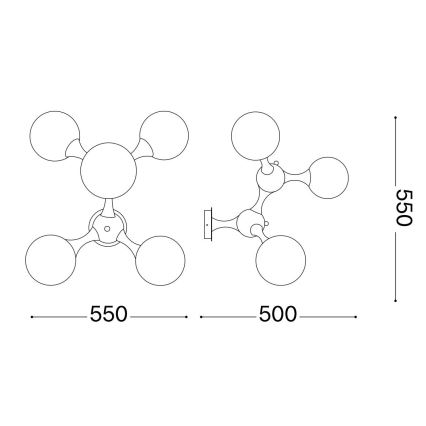 Ideal Lux - Pinnale kinnitatav lühter NODI 5xE14/28W/230V läikiv kroom