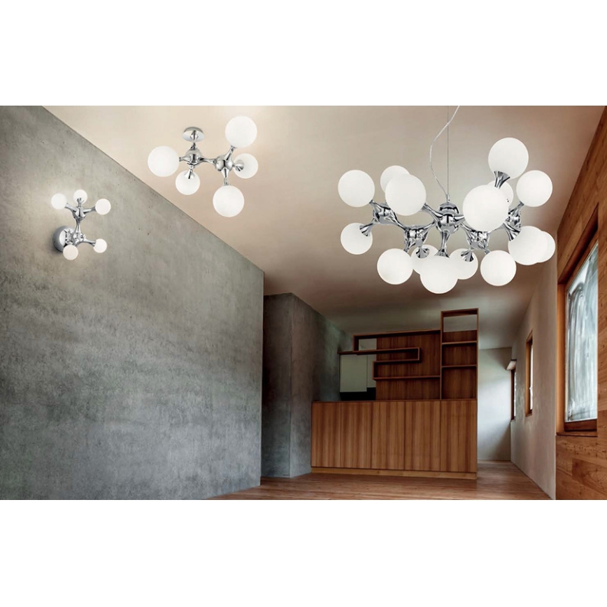 Ideal Lux - Pinnapealne lühter NODI 5xE14/28W/230V 50x55 cm läikiv kroom/valge