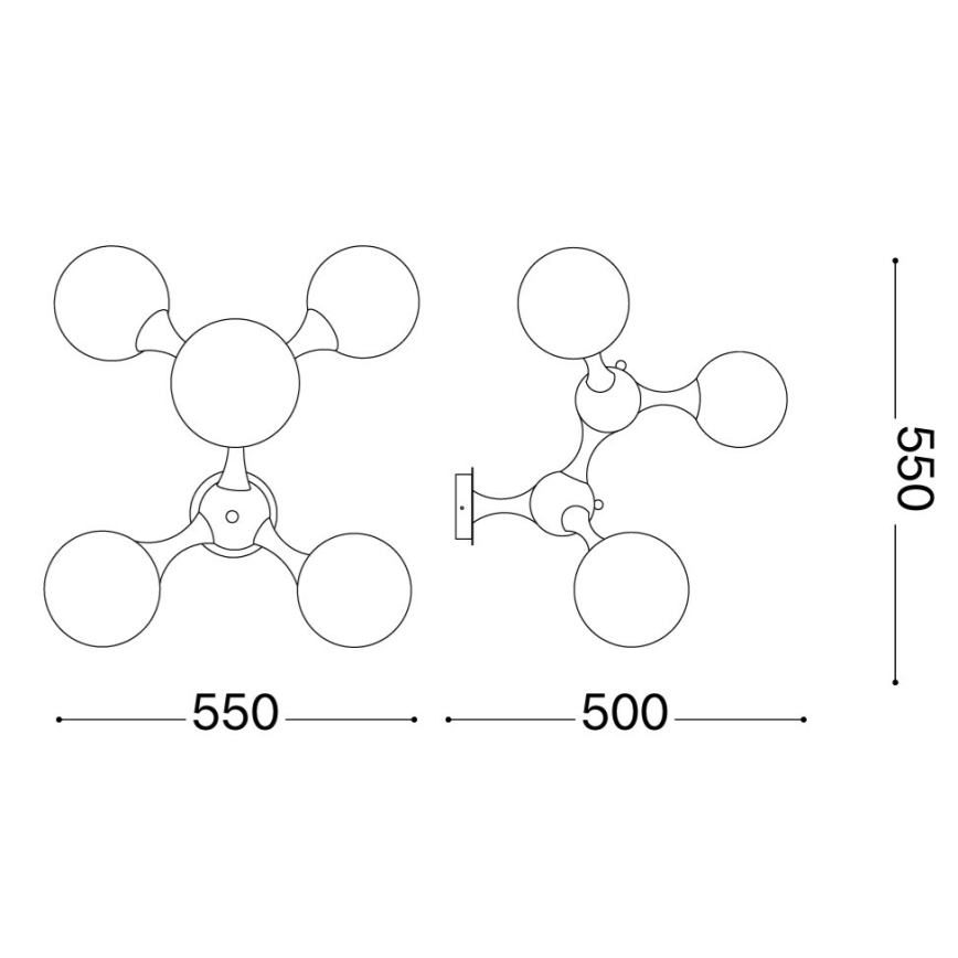 Ideal Lux - Pinnapealne lühter NODI 5xE14/28W/230V 50x55 cm läikiv kroom/valge