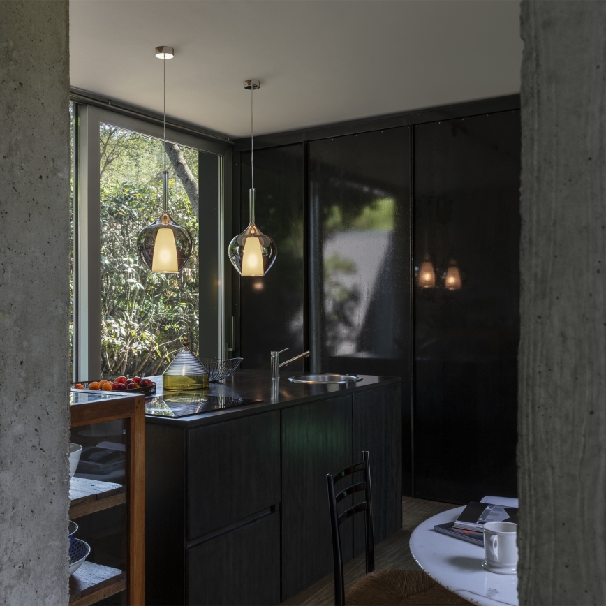 Ideal Lux - Ripatslühter kaabliga KALIQUE 1xE27/42W/230V Ø 18 cm, suitsune must