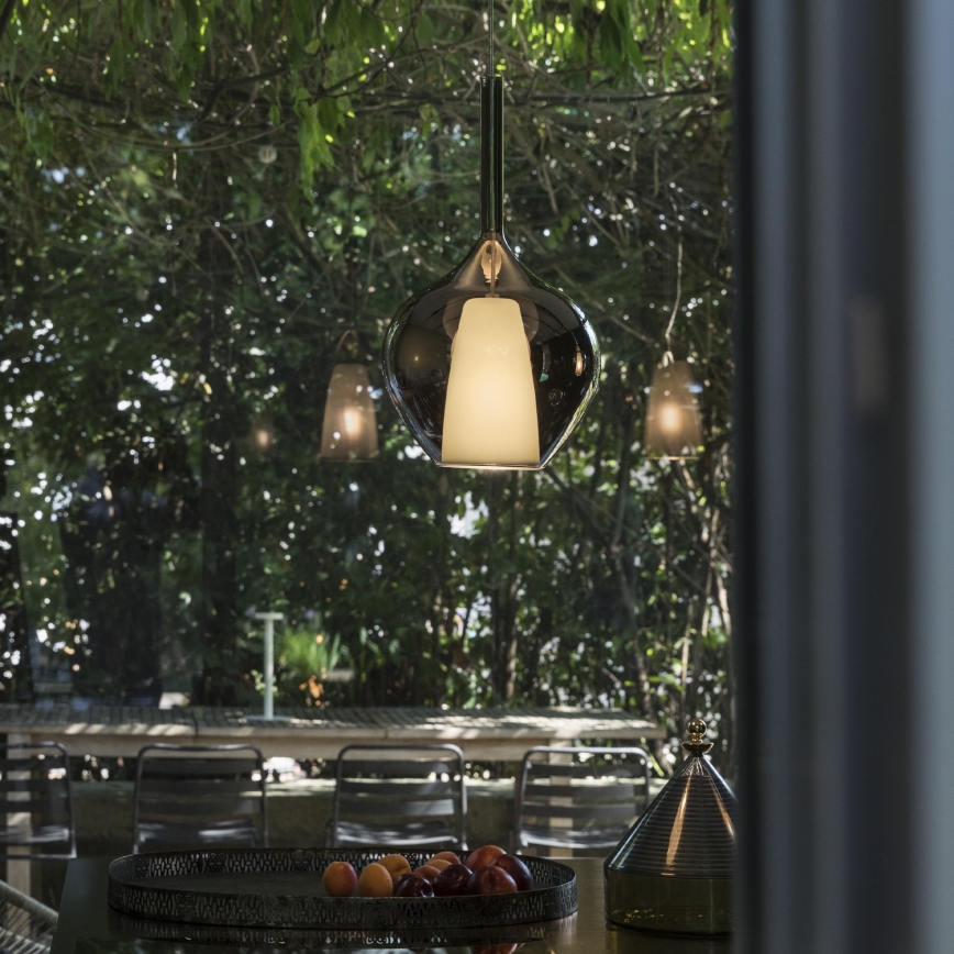 Ideal Lux - Ripatslühter kaabliga KALIQUE 1xE27/42W/230V Ø 18 cm, suitsune must