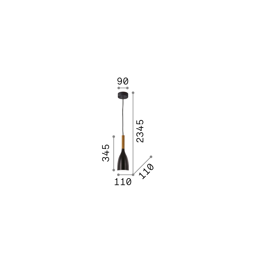 Ideal Lux - Ripplamp kaablil MANHATTAN 1xE14/40W/230V, läbimõõt 11 cm, must/pöök