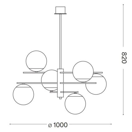 Ideal Lux - Ripplühter GOURMET 6xE14/28W/230V d. 100 cm kuldne