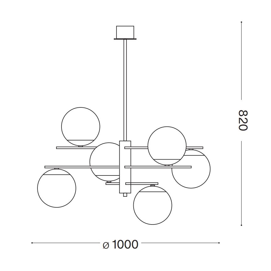 Ideal Lux - Ripplühter GOURMET 6xE14/28W/230V d. 100 cm kuldne