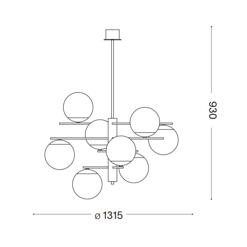 Ideal Lux - Ripplühter GOURMET 9xE14/28W/230V d. 131,5 cm kuldne