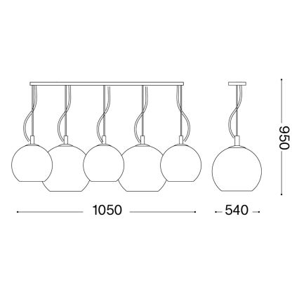 Ideal Lux - Ripplühter kaabliga NEMO PLUS 5xE27/42W/230V läikiv kroom/suitsuhall