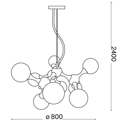 Ideal Lux - ripplühter kaablil NODI 9xE14/28W/230V, läbimõõt 80 cm, läikiv kroom/valge