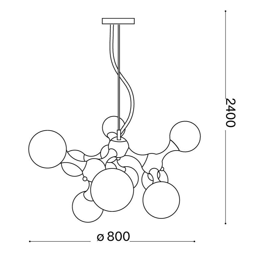Ideal Lux - ripplühter kaablil NODI 9xE14/28W/230V, läbimõõt 80 cm, läikiv kroom/valge