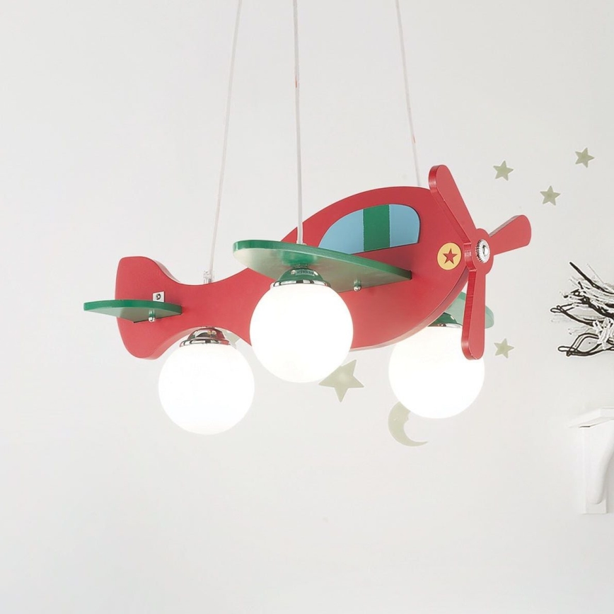 Ideal Lux - Ripplühter lastetuppa AVION 3xE27/28W/230V punane