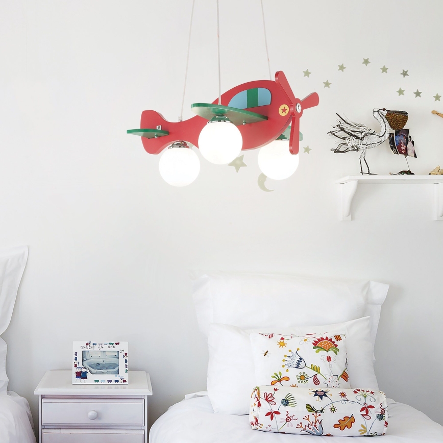 Ideal Lux - Ripplühter lastetuppa AVION 3xE27/28W/230V punane