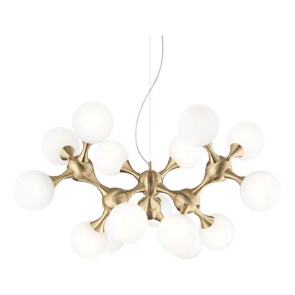 Ideal Lux - Rippvalgusti NODI 15xE14/28W/230V, läbimõõt 105 cm, messing/valge