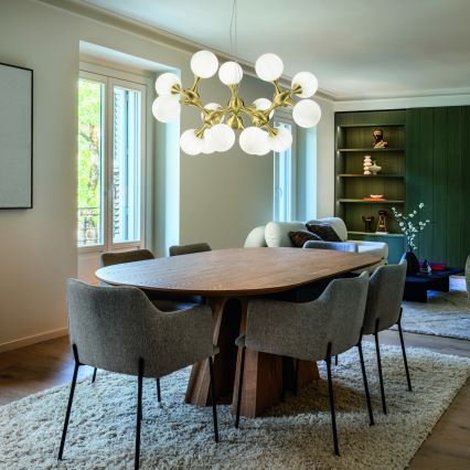 Ideal Lux - Rippvalgusti NODI 15xE14/28W/230V, läbimõõt 105 cm, messing/valge