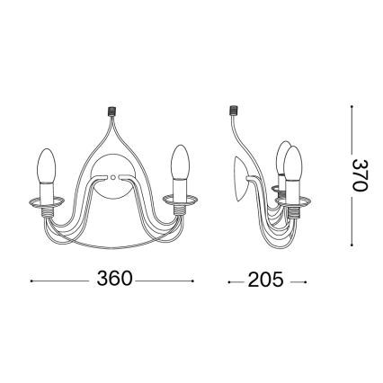 Ideal Lux - Seinavalgusti CORTE 2xE14/40W/230V pruun/patina