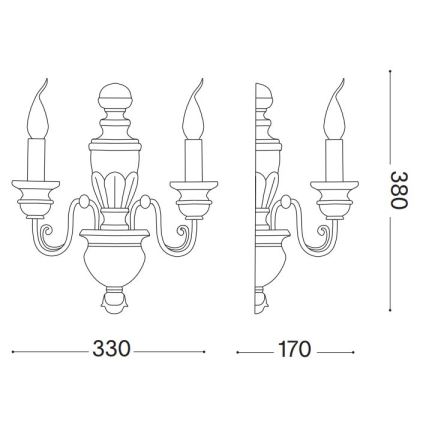 Ideal Lux - Seinavalgusti FIRENZE 2xE14/40W/230V kuldne