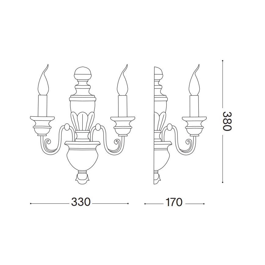 Ideal Lux - Seinavalgusti FIRENZE 2xE14/40W/230V kuldne