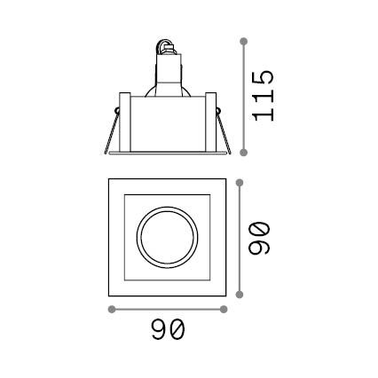 Ideal Lux - Sisseehitatav laevalgusti FUNKY 1xGU10/50W/230V 9x9 cm messing
