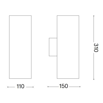 Ideal Lux - Välisseinavalgusti GUN 1xE27/60W/230V 31 cm IP54 hall