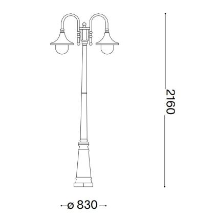 Ideal Lux - Välivalgusti CIMA 2xE27/52W/230V 216 cm IP43 antratsiit