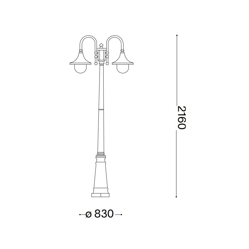 Ideal Lux - Välivalgusti CIMA 2xE27/52W/230V 216 cm IP43 antratsiit