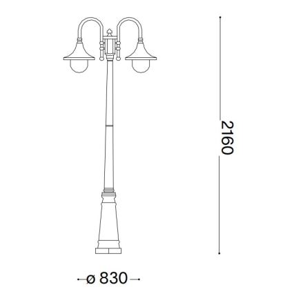 Ideal Lux - Välivalgusti CIMA 2xE27/52W/230V 216 cm IP43 paatina