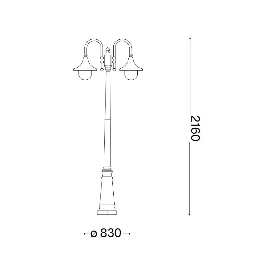 Ideal Lux - Välivalgusti CIMA 2xE27/52W/230V 216 cm IP43 paatina