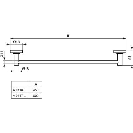 Ideal Standard A9117AA - Seinale paigaldatav rätikuhoidja IOM 60 cm, läikiv kroom