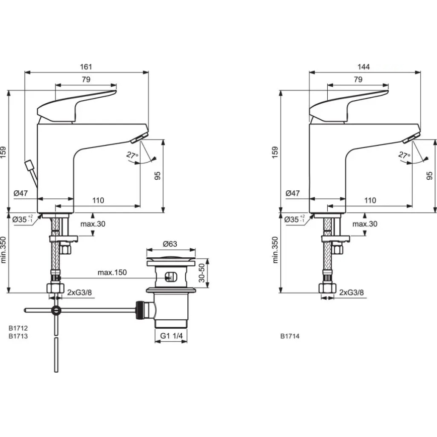 Ideal Standard B1714AA - CERAFLEX valamu segisti 15,9 cm läikiv kroom