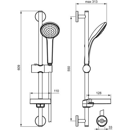 Ideal Standard B9412AA - IDEALRAIN dušikomplekt, läikiv kroom