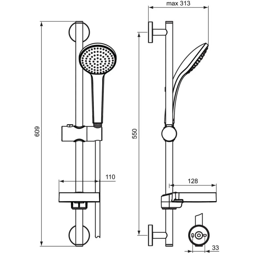 Ideal Standard B9412AA - IDEALRAIN dušikomplekt, läikiv kroom