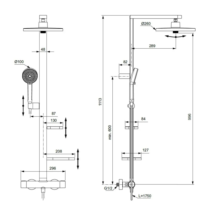 Ideal Standard BD583SI - Dušikomplekt termostaatsegistiga CERATHERM ALU+ matitud kroom