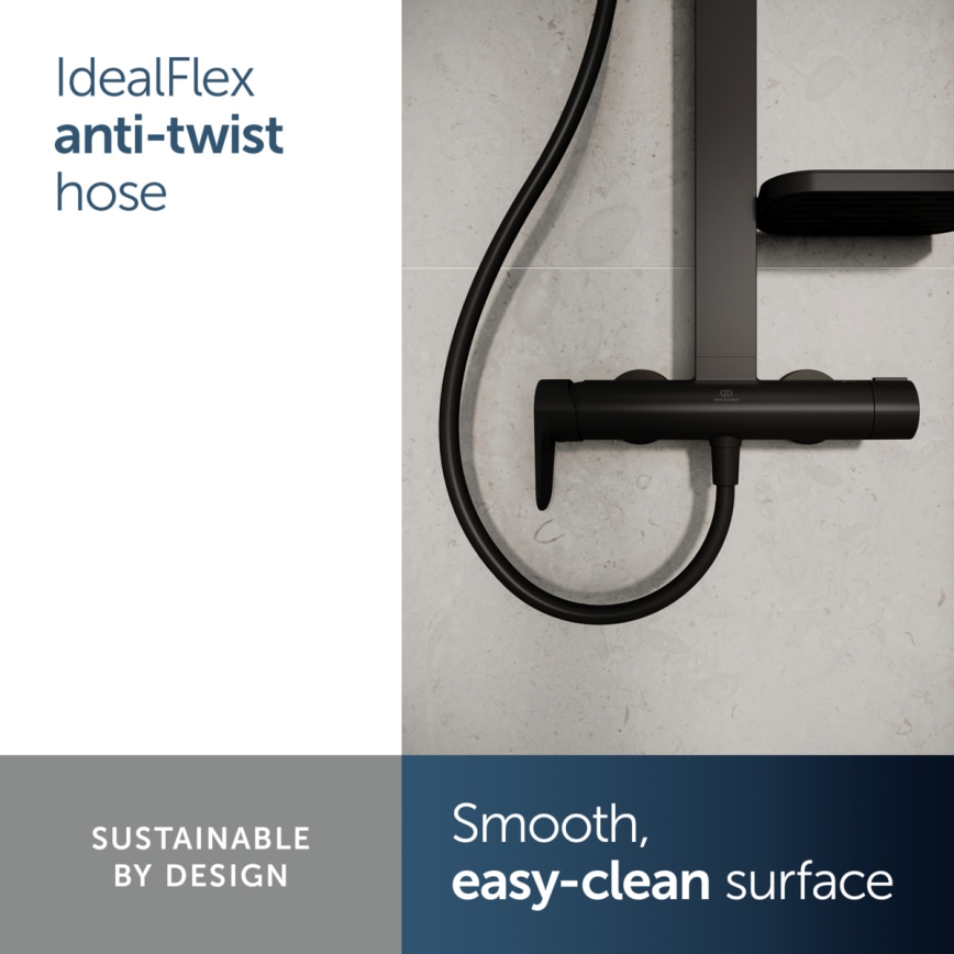 Ideal Standard BD584XG - dušikomplekt segistiga CERAFLOW ALU+ mattmust