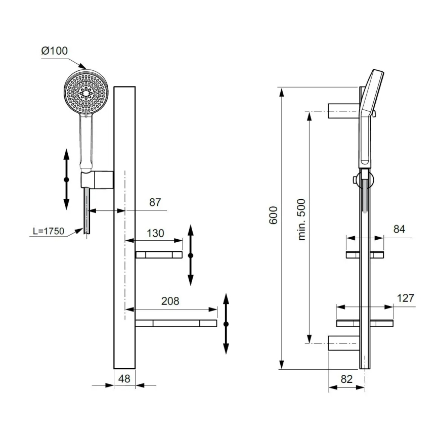 Ideal Standard BD586XG - IDEALRAIN ALU+ dušikomplekt matt must